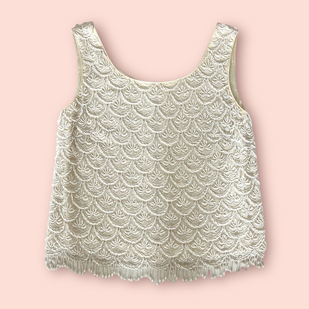 Vintage Lace Beaded Embellished Sleeveless Top